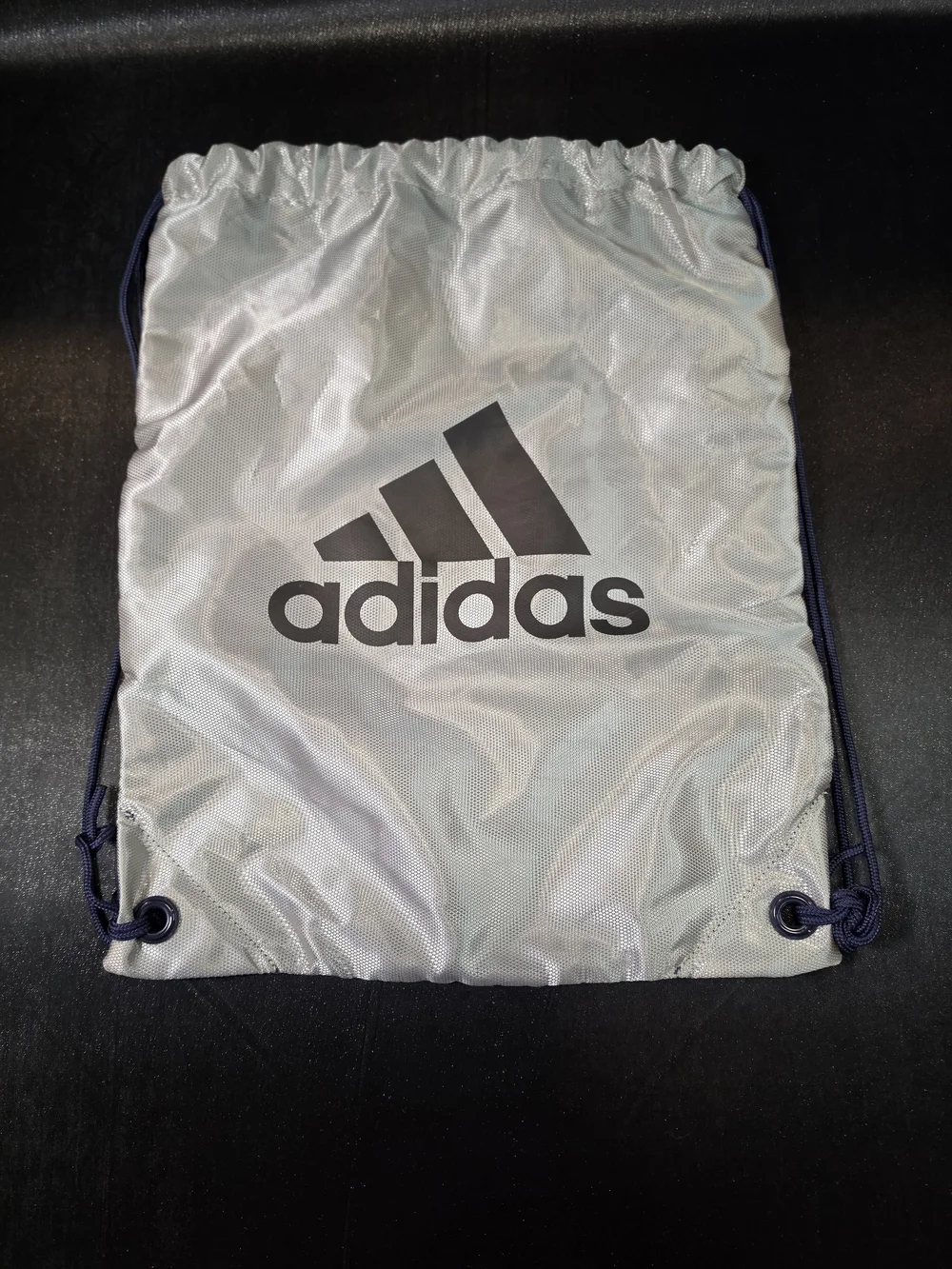 adidas Reversible Drawstring Backpack Gray Navy Sackpack Gym Sports Bag